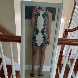 Homecoming Black and White Floral Body-con Dress